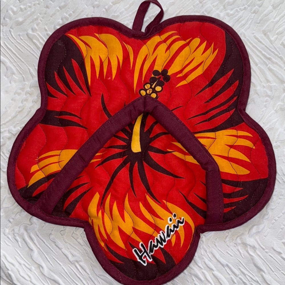 Hibiscus Flower Slipper Pot Holder EUC